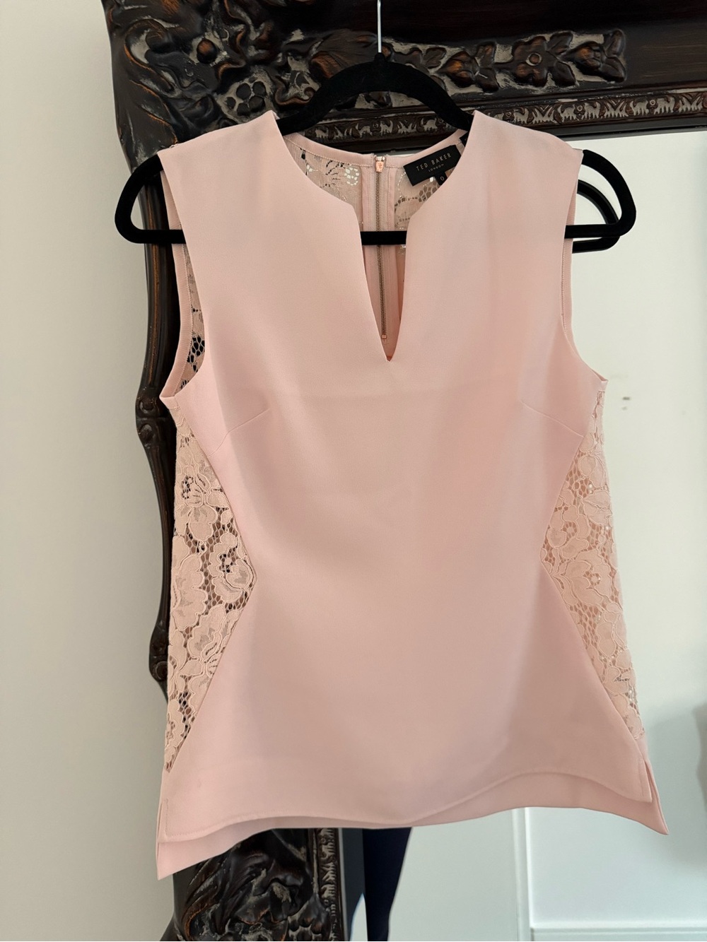 Ted Baker Blush Pink Sleeveless Lace-Panel Top